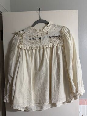 Ivory Lace Peasant Blouse